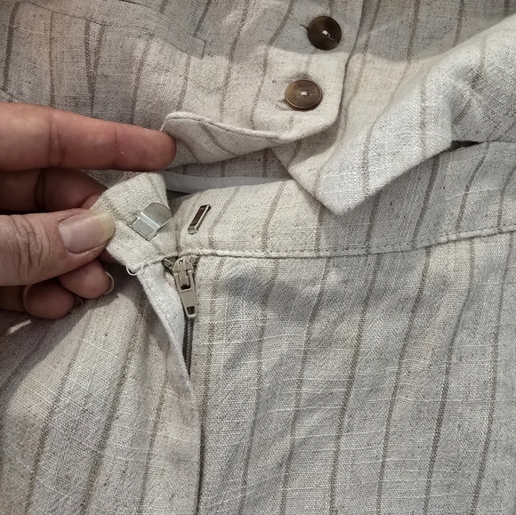 Zara Women’s Striped Linen Halter Neckline Button Up Vest Design Jumpsuit - Picture 10 of 12